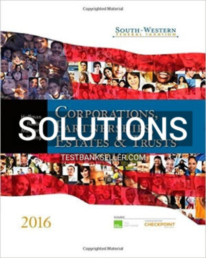 Solutions Manual for South-Western Federal Taxation 2016 Corporations Partnerships Estates and Trusts 39th Edition Hoffman